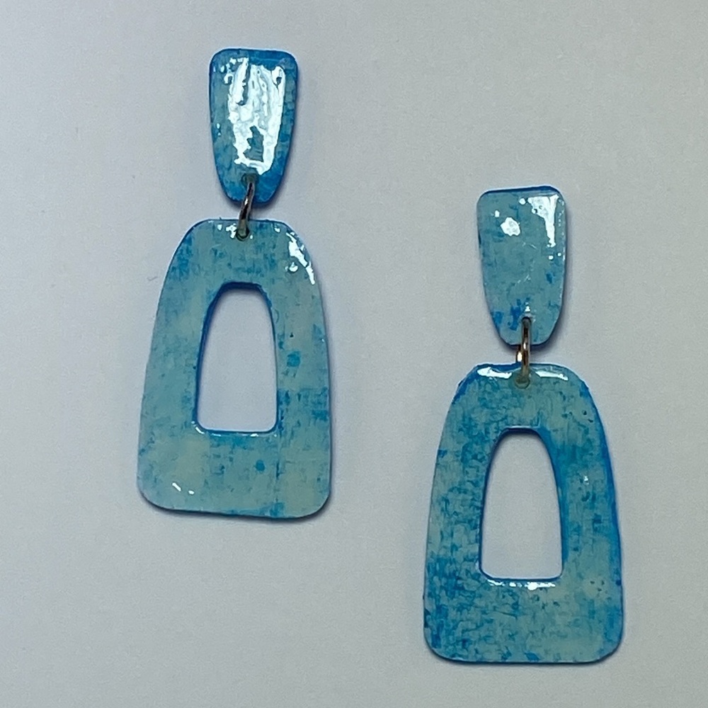 Artistic Blue Dangle Earrings Handcrafted - Picture 9 of 11